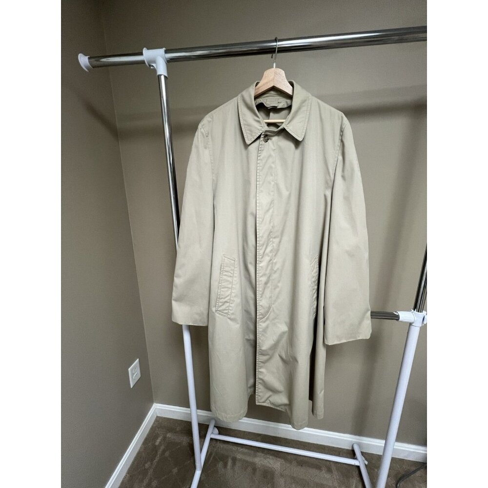 London Fog VIntage Beige Tan Trench Rain Coat Mens 42 LONG